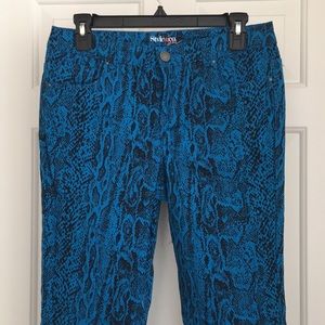 Style & Co. Women's Pants Size 6 Skinny Snakeskin Blue Pockets Sports Jeans NWOT